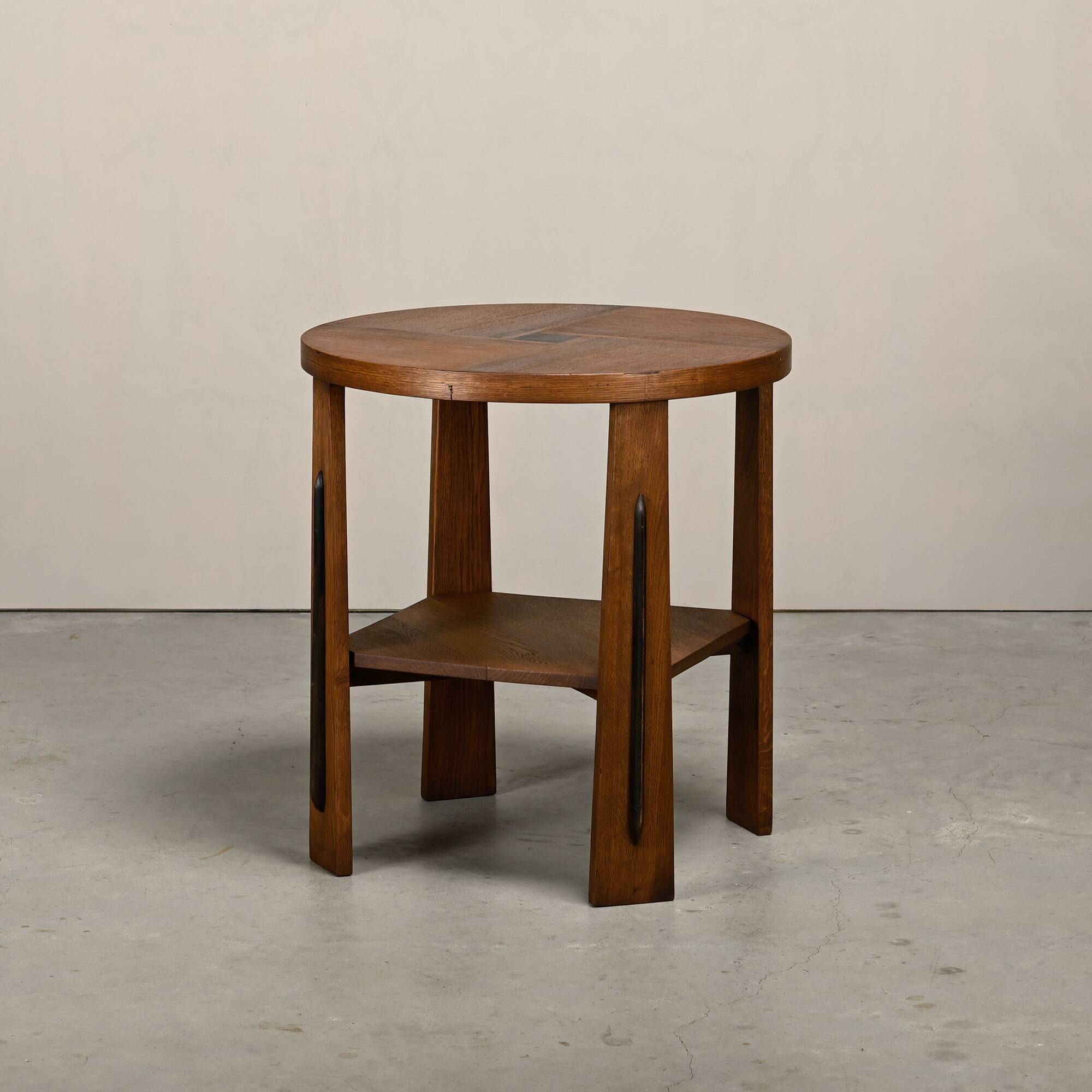 Dutch Art Deco Modernist Amsterdam School side table in Oak square inlay