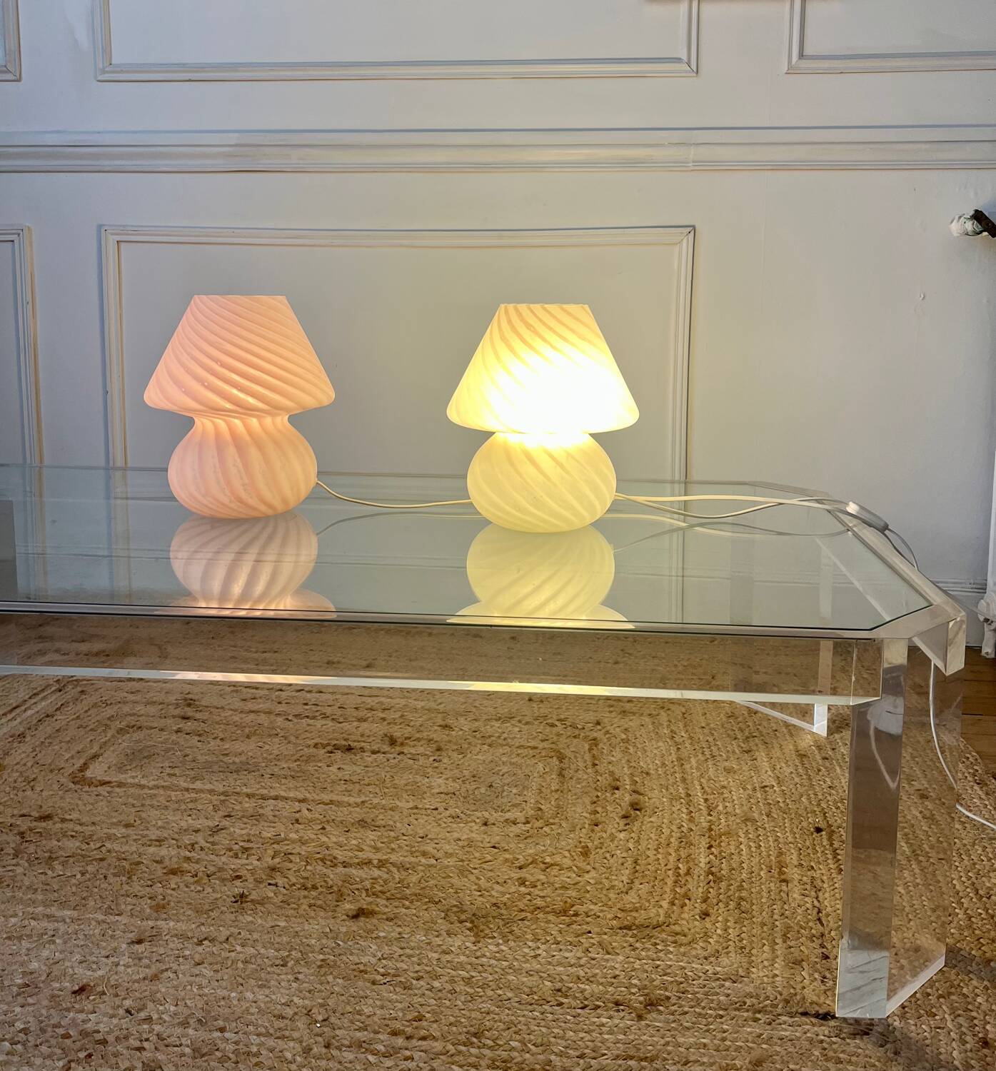 Pair of Murano glass mushroom lamps, 1970