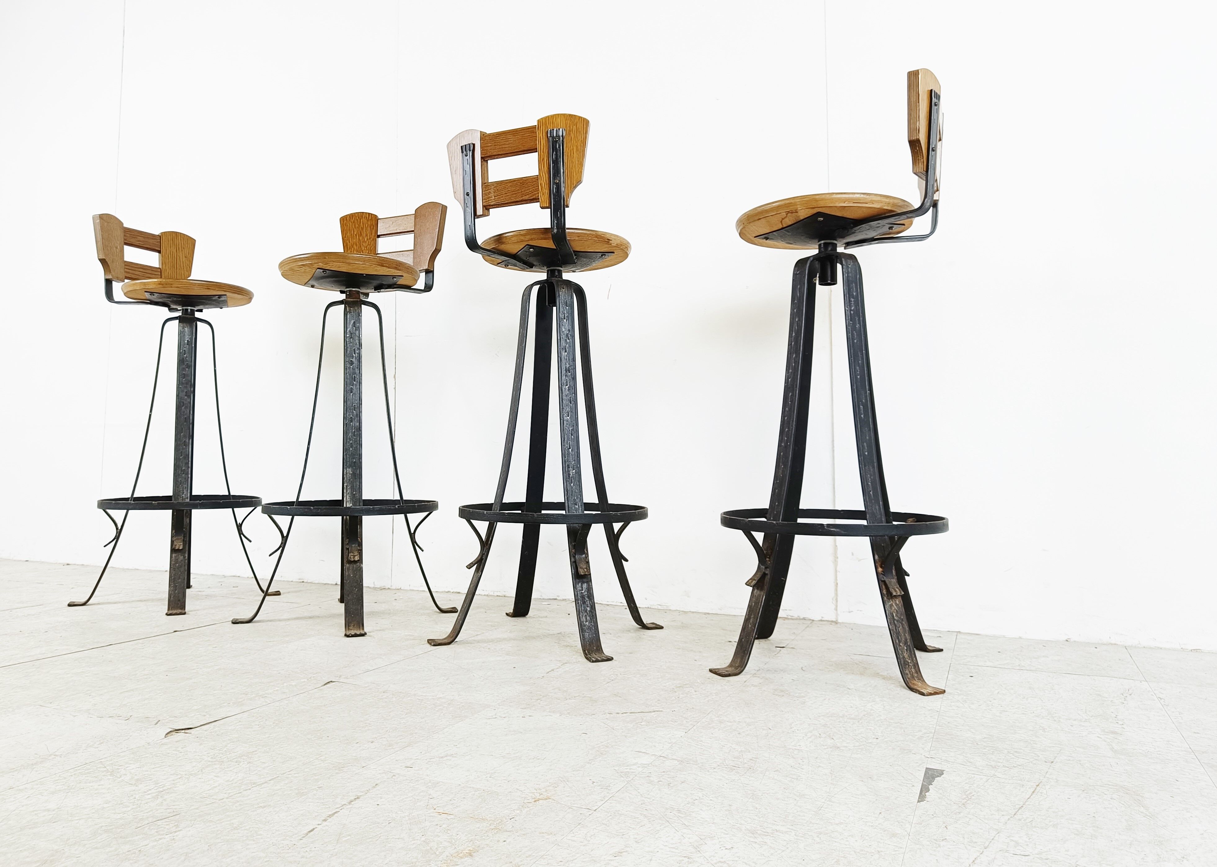 Vintage brutalist bar stools, 1970s