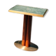 60x60 green marble table with foot formed by four tinted oak logs