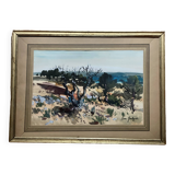 Painting by Pierre Gontard Landscape of Provence vintage 1960