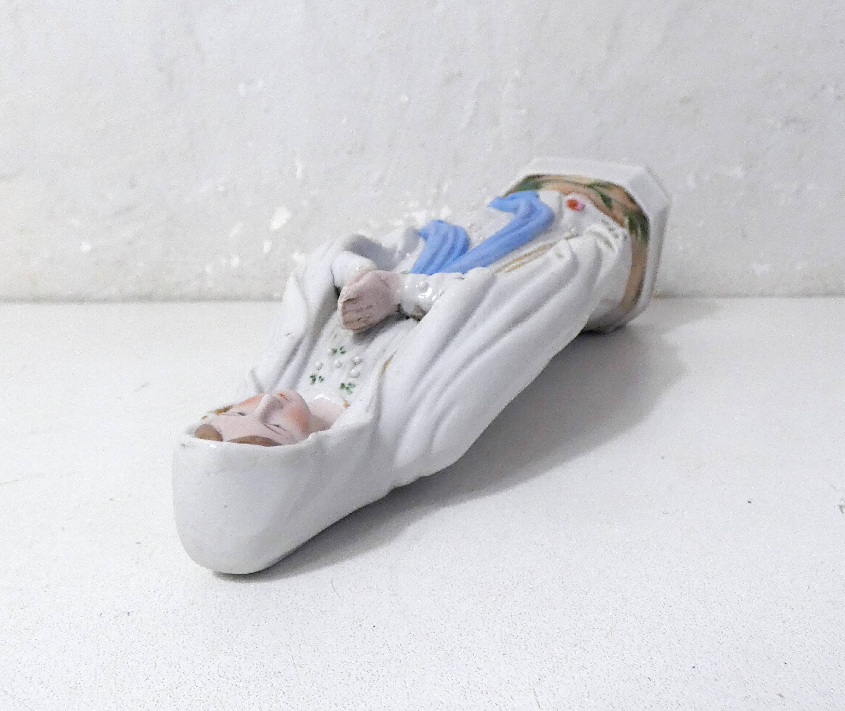 Antique Virgin Mary biscuit statue, 19th century