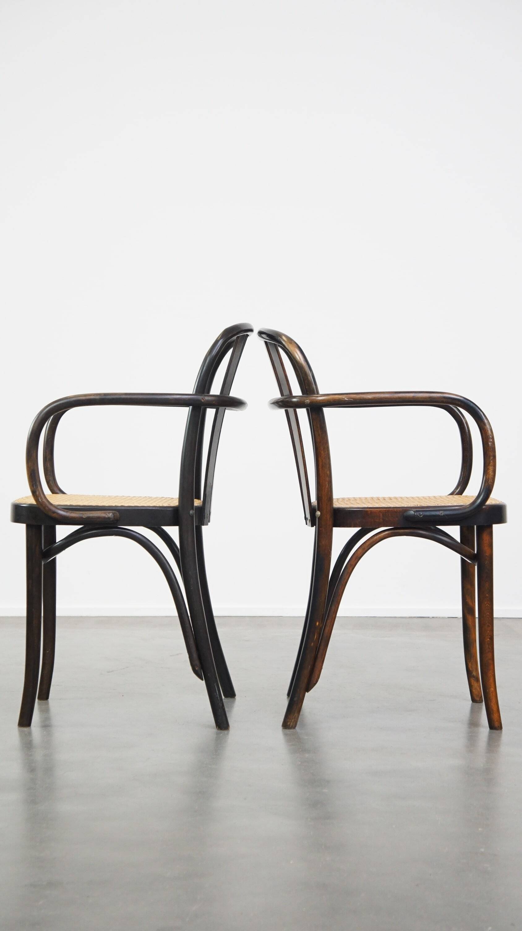 Set of 2 wooden dining chairs with woven seats