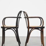 Set of 2 wooden dining chairs with woven seats