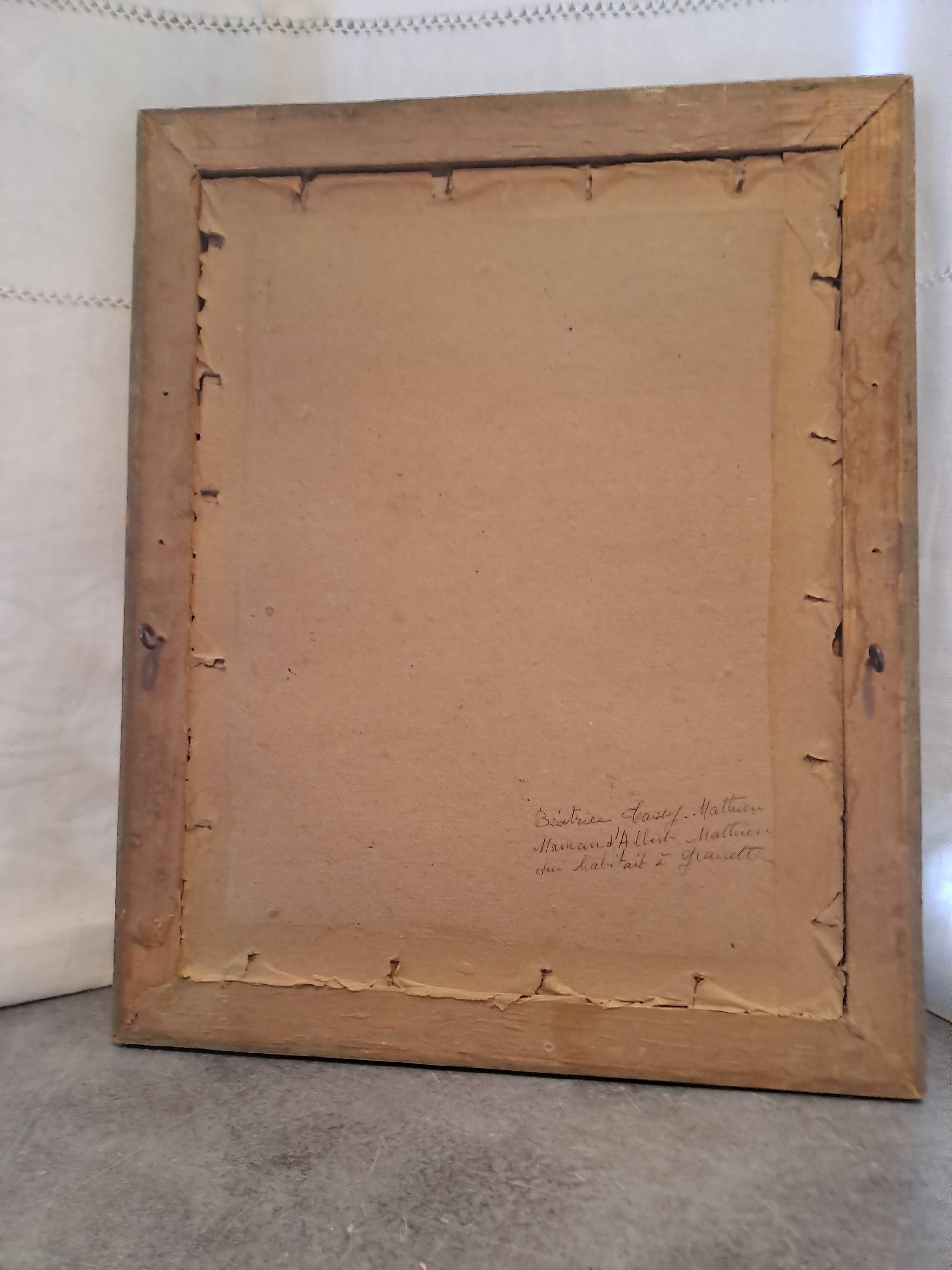 Photo frame portrait ancestor painting woman art nouveau xix france vintage decoration