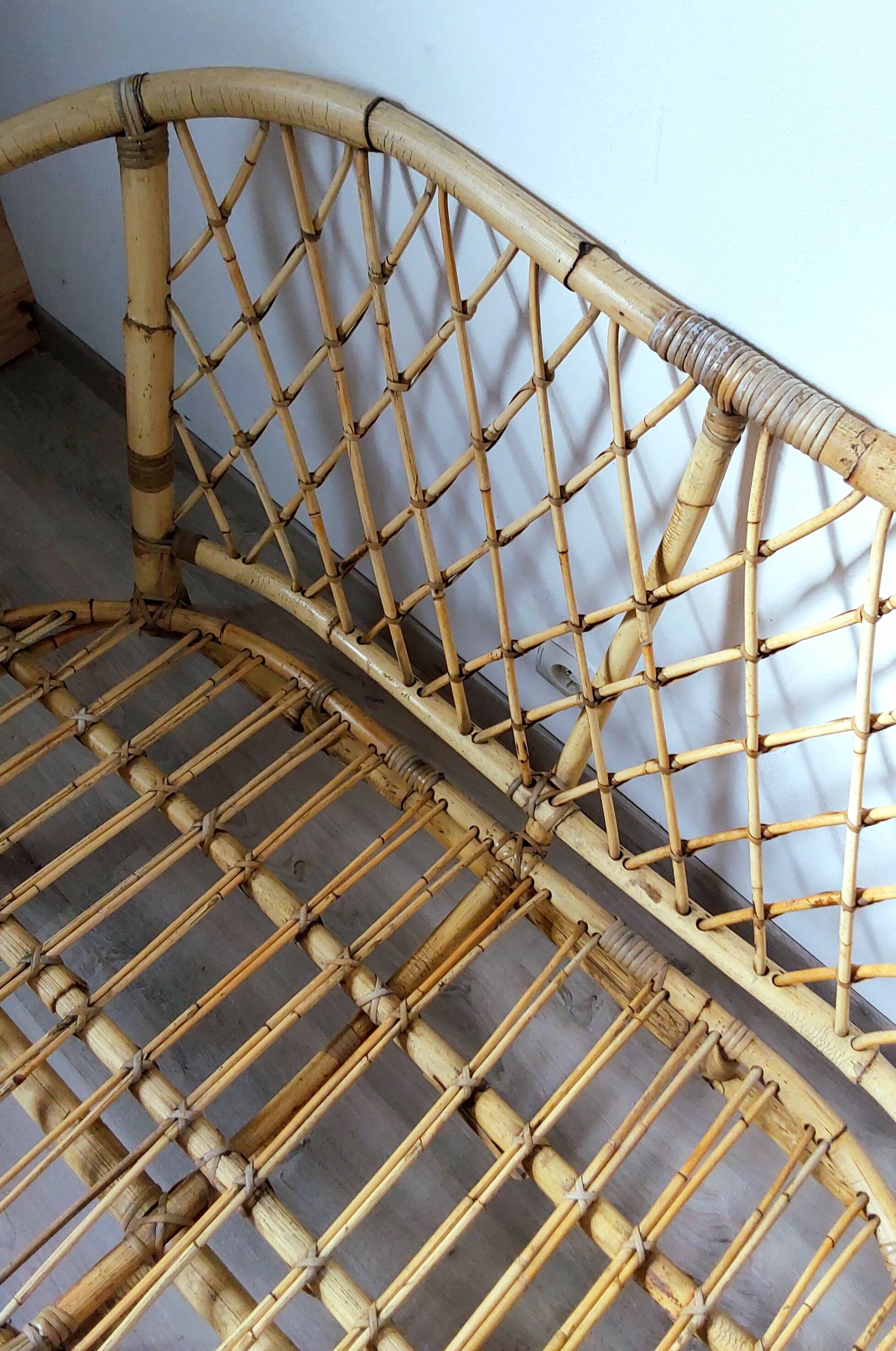 Banquette en rotin vintage