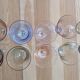 10 coloured glass stemmed glasses