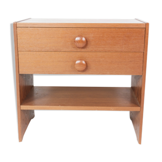 Bedside table with drawers in teak of Danish design manufactured by PBJ Furniture,  1960s