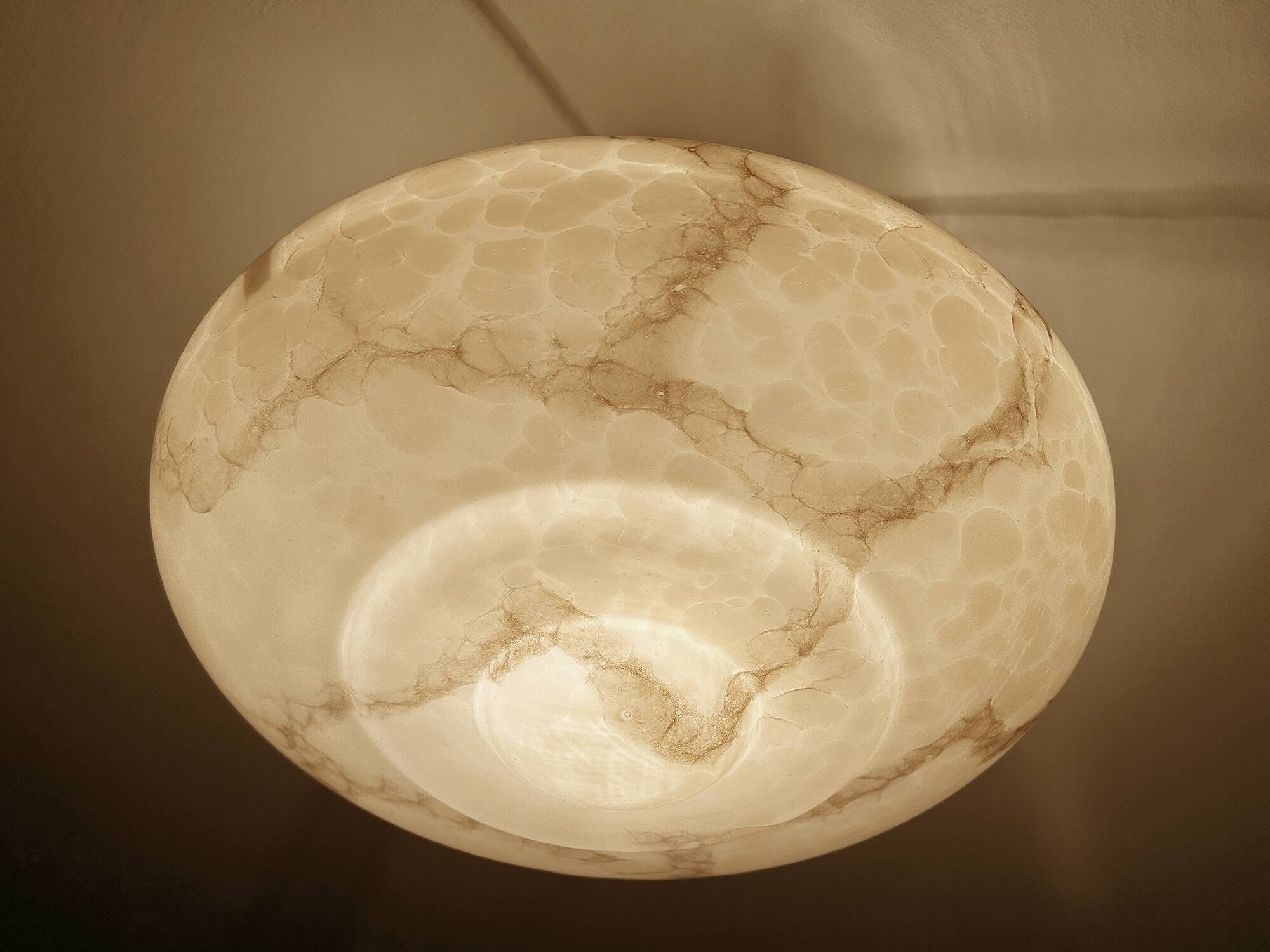 Art Deco Pink Glass Bakelite Pendant Light