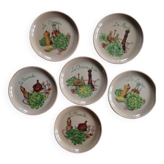 Lot 6 Gien stoneware salad plates in excellent condition