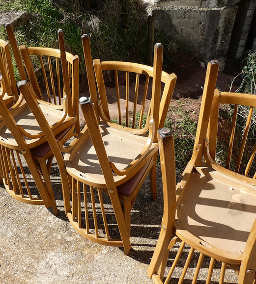 Set of 6 baumann bistro chairs N°12 skaï color "wine lees"