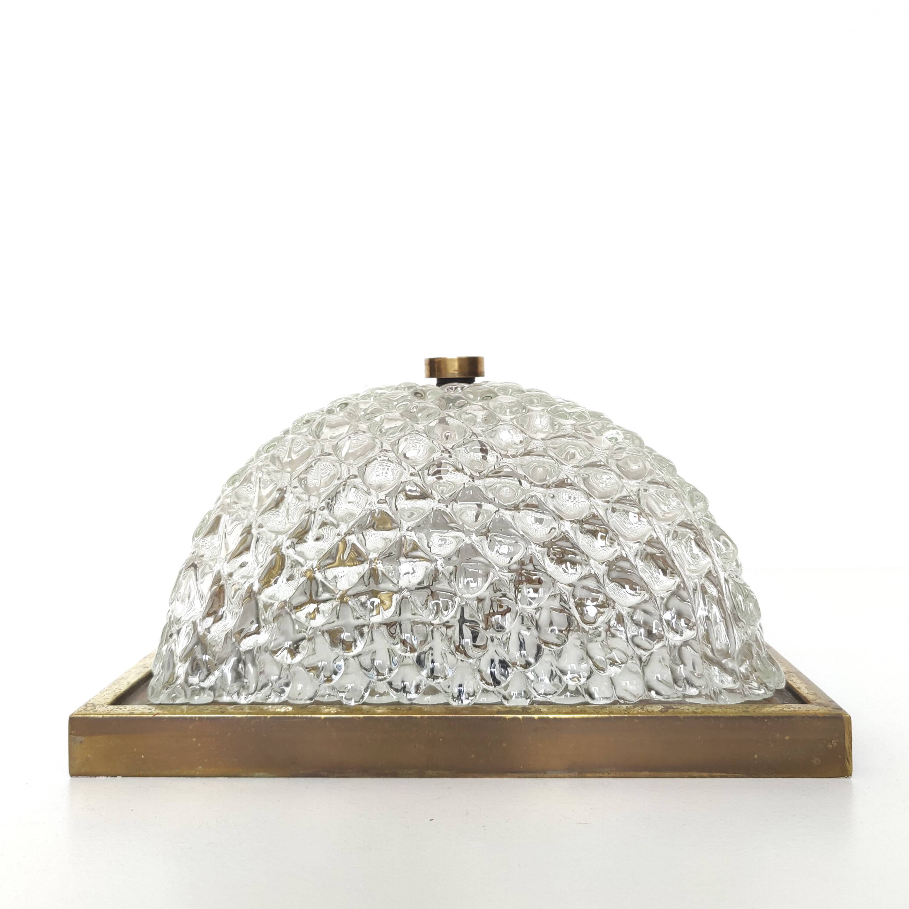 Golden globe ceiling light, bubble glass and brass