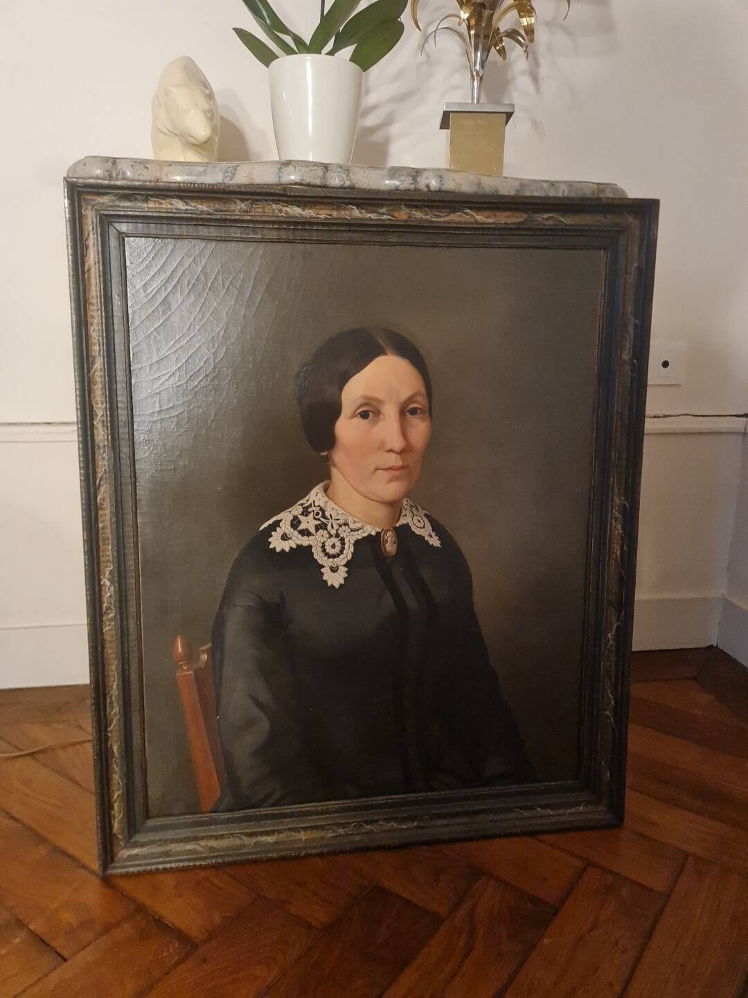 Pouchon, portrait of a woman oil on canvas dated 1855