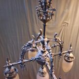 Chandelier 1900 metal and glass