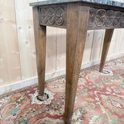 Louis XVI Style Console Table – Carved Oak & Marble Top