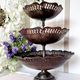 Large three-tiered fruit bowl in iron and brass, French style, rust.