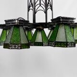 Important wrought iron chandelier, Art Deco Gothic, France, Circa 1920