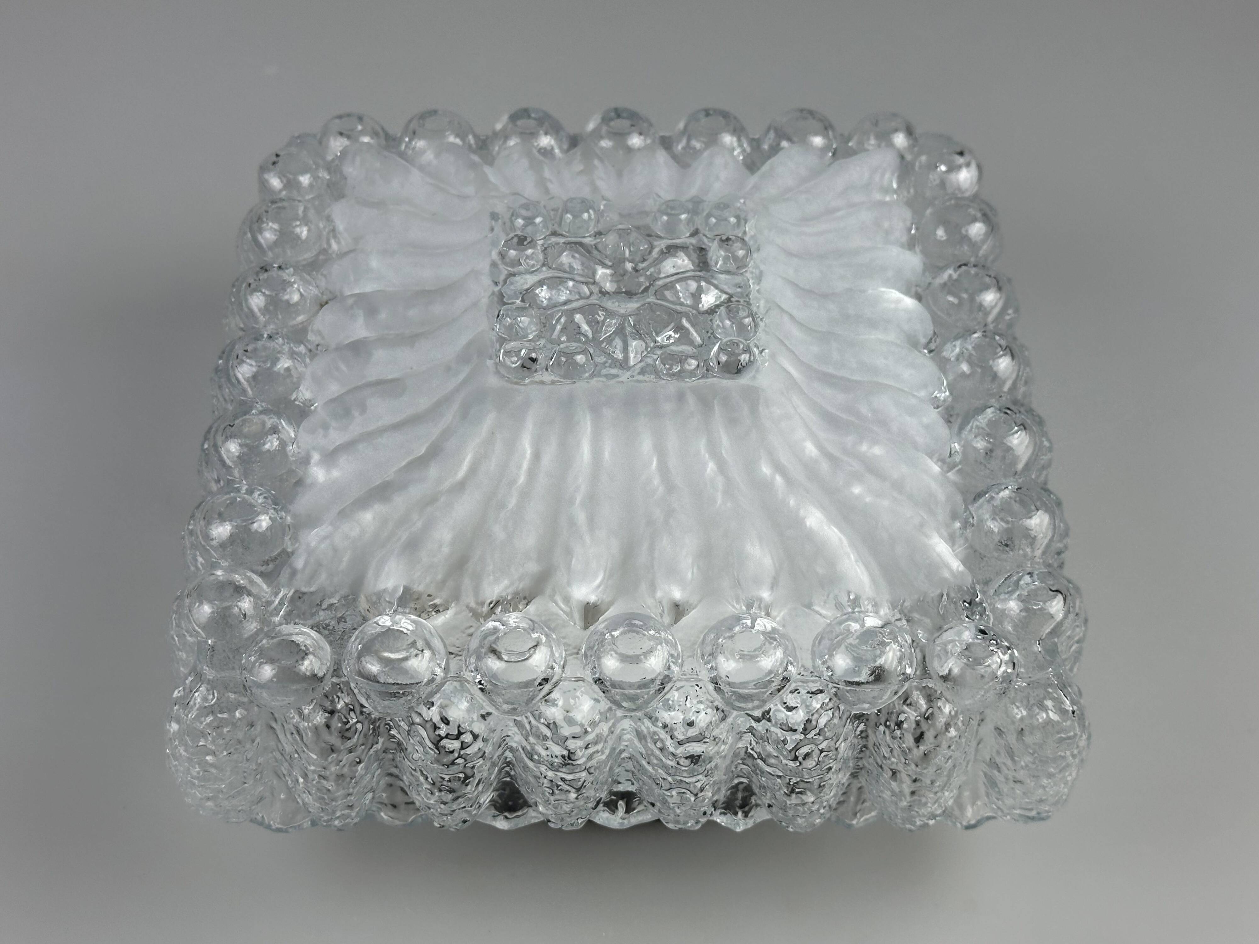 1960s/70s Ceiling Lamp, Flush Mount Glass, German Design