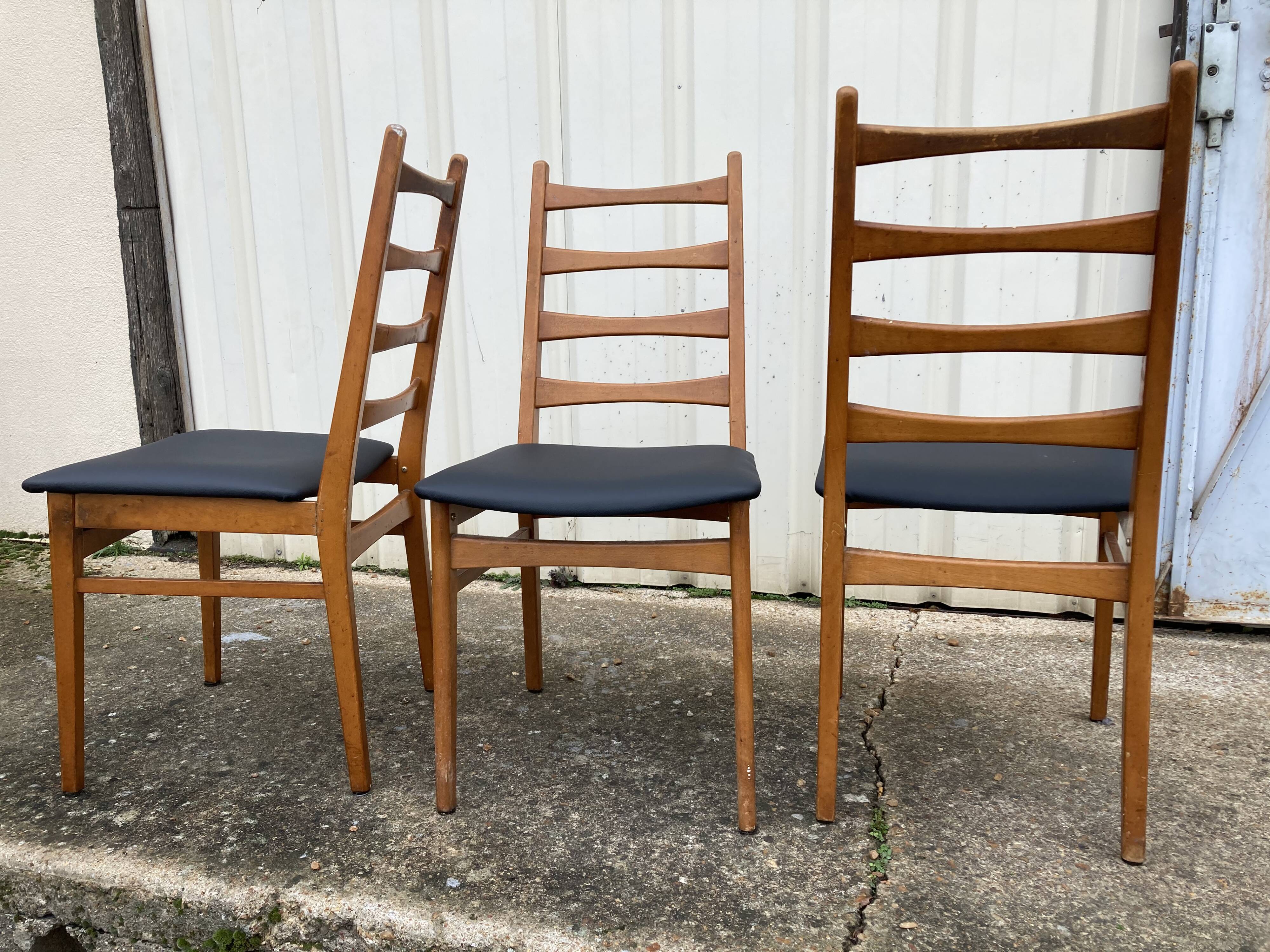 Set of 3 old scandinavian chairs, 60
