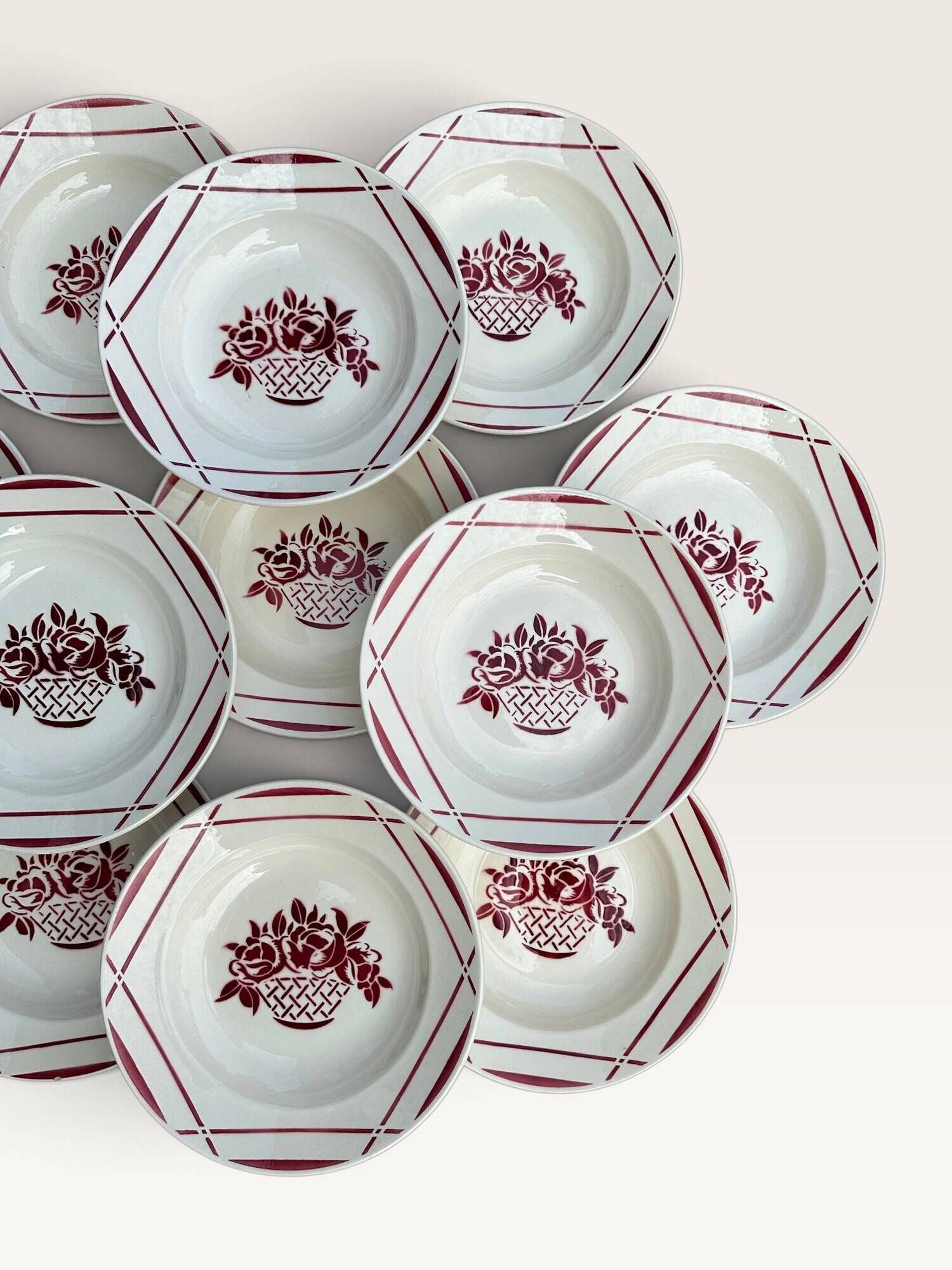 Set of 11 deep plates Badonviller, model Armor