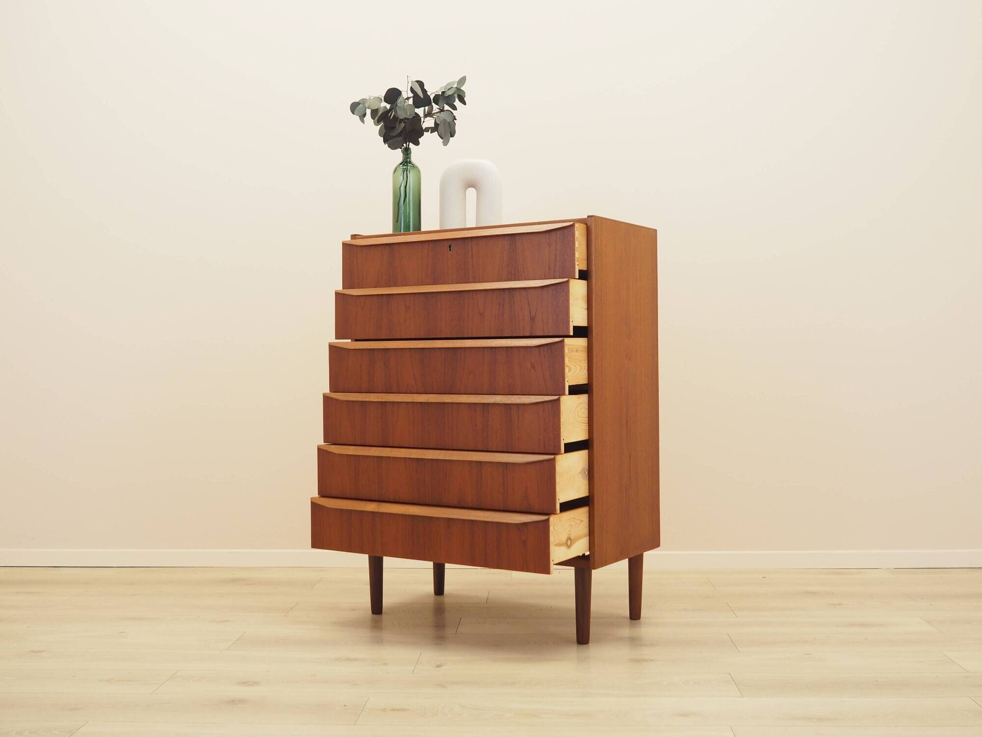 Danish teak tallboy chest of drawers from the 1960s