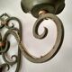Pair of old wrought iron sconces patina green and gold - 2 lights
