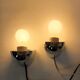 Pair of Milan Illuminacion wall lamps chrome and opaline 1970