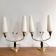 Pair of brass and opaline lamps from the 1950s.