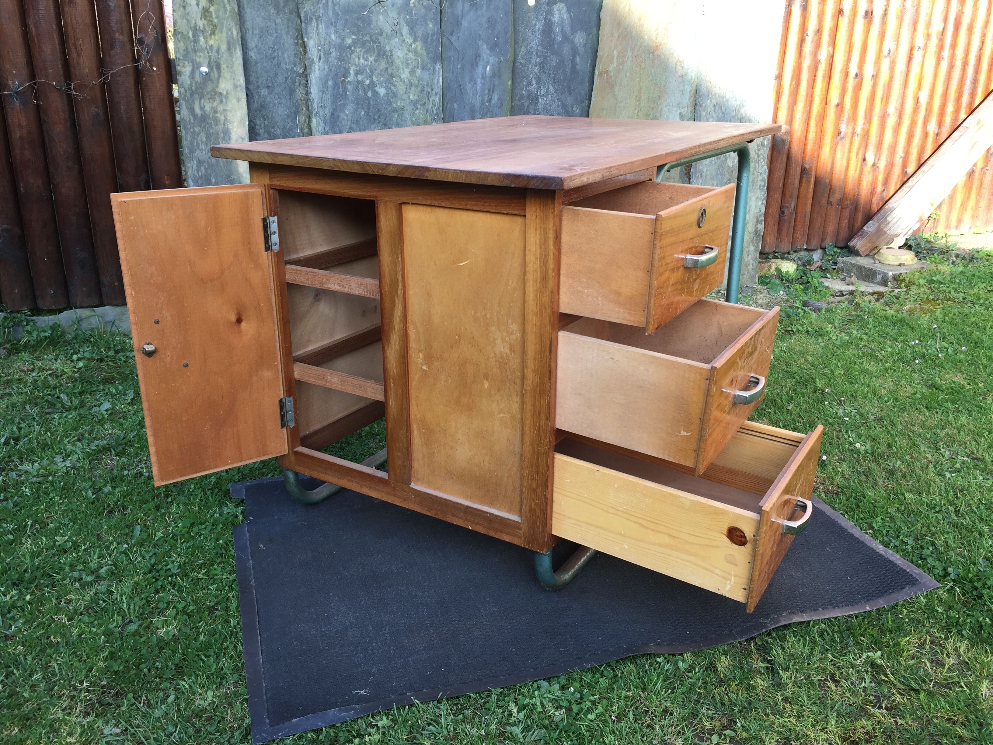 Vintage modernist schoolmaster desk