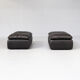80s black leather pouf, sofa, ottoman set/2