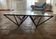 Design coffee table in glass and black metal – Geometric base