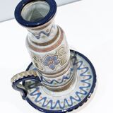 Candle holder with handle and vintage '80 cup in glazed ceramic. Signed Vilá Clara. In perfect condition.