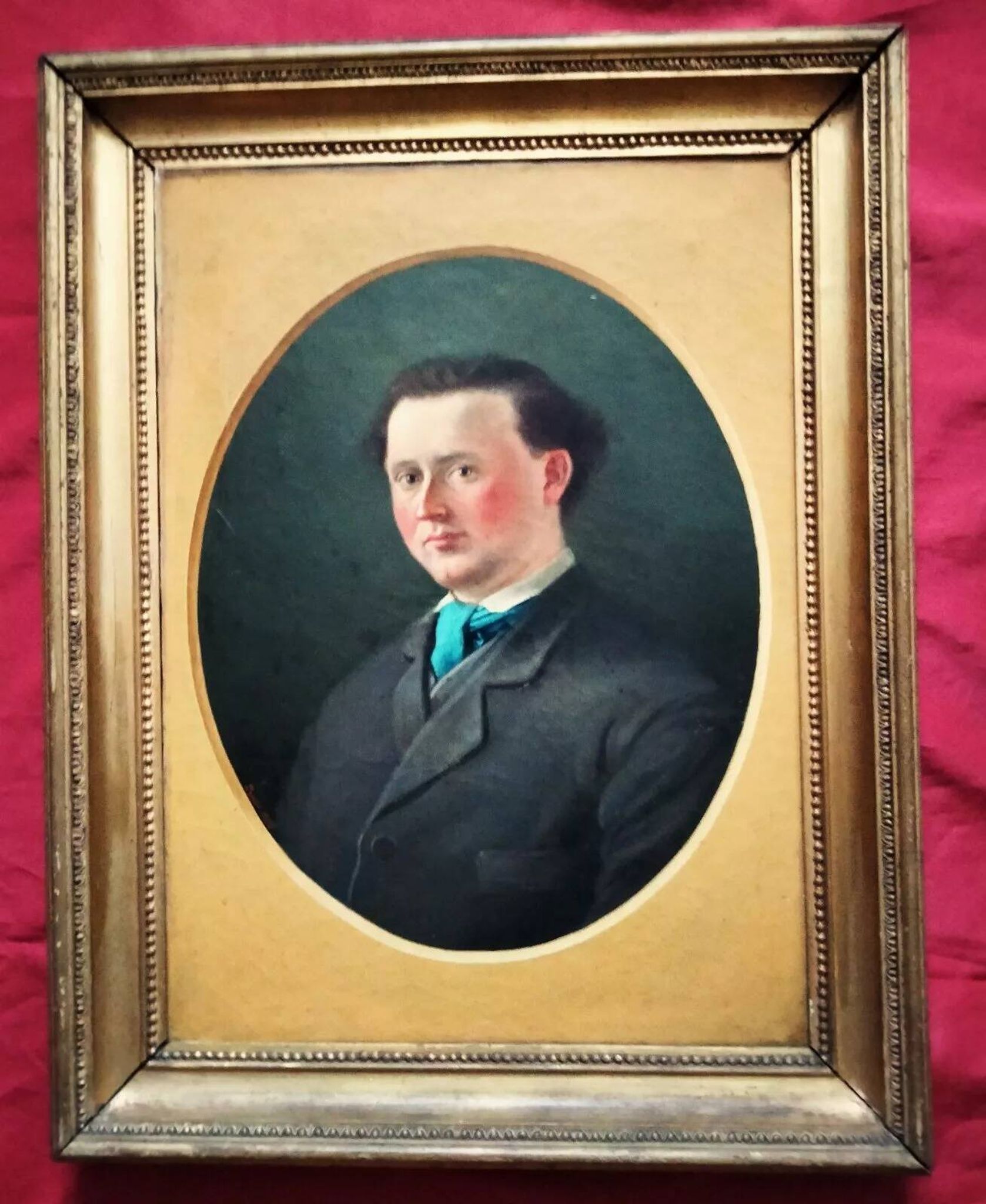19th Century French Gentleman Oil Portrait Painting