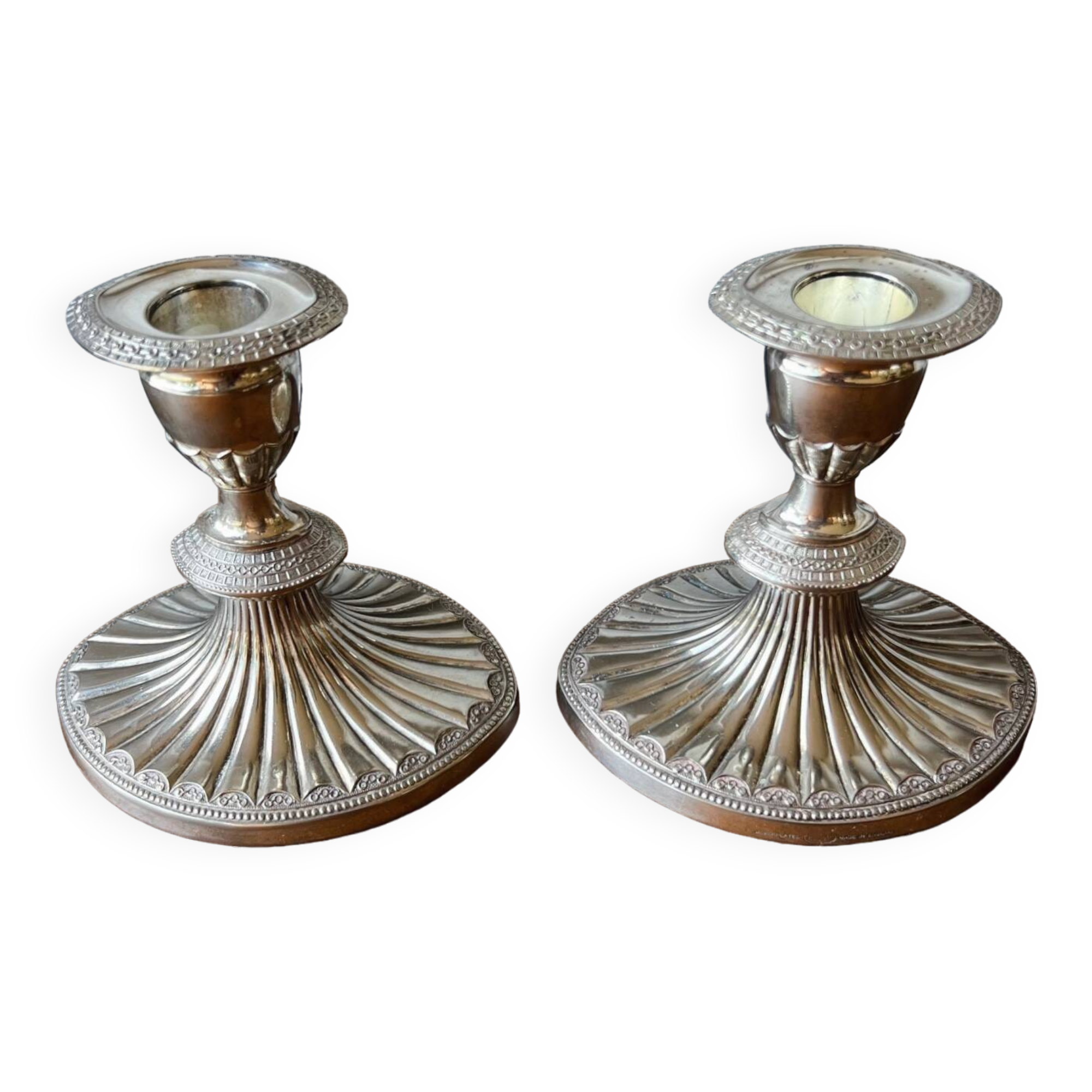 English silver plated candlestick duo "Falstaff"