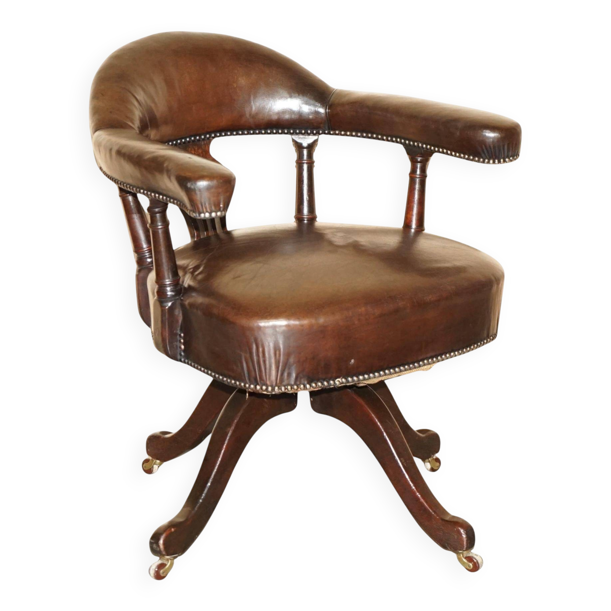 Victorian antique leather captain's chair