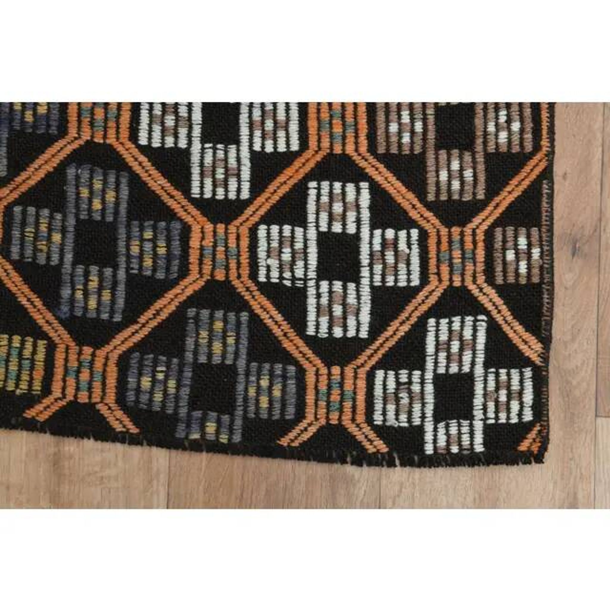 Brown Orange Handmade Vintage Turkish Kilim Area Rug  112x159