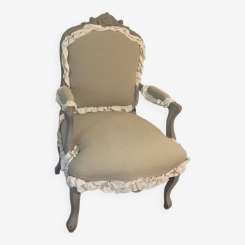 Frilled regency shepherdess style armchair