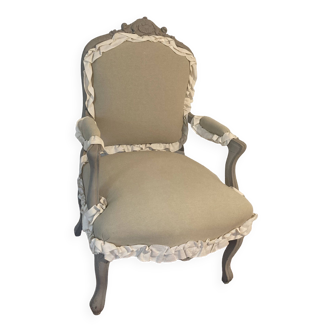 Frilled regency shepherdess style armchair