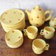 Hand-painted earthenware tea set – red apple motif