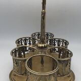 Serviteur plateau pour verre en métal doré, orfèvrerie christofle xixème