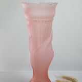 Art deco vase pink hand torch frosted glass