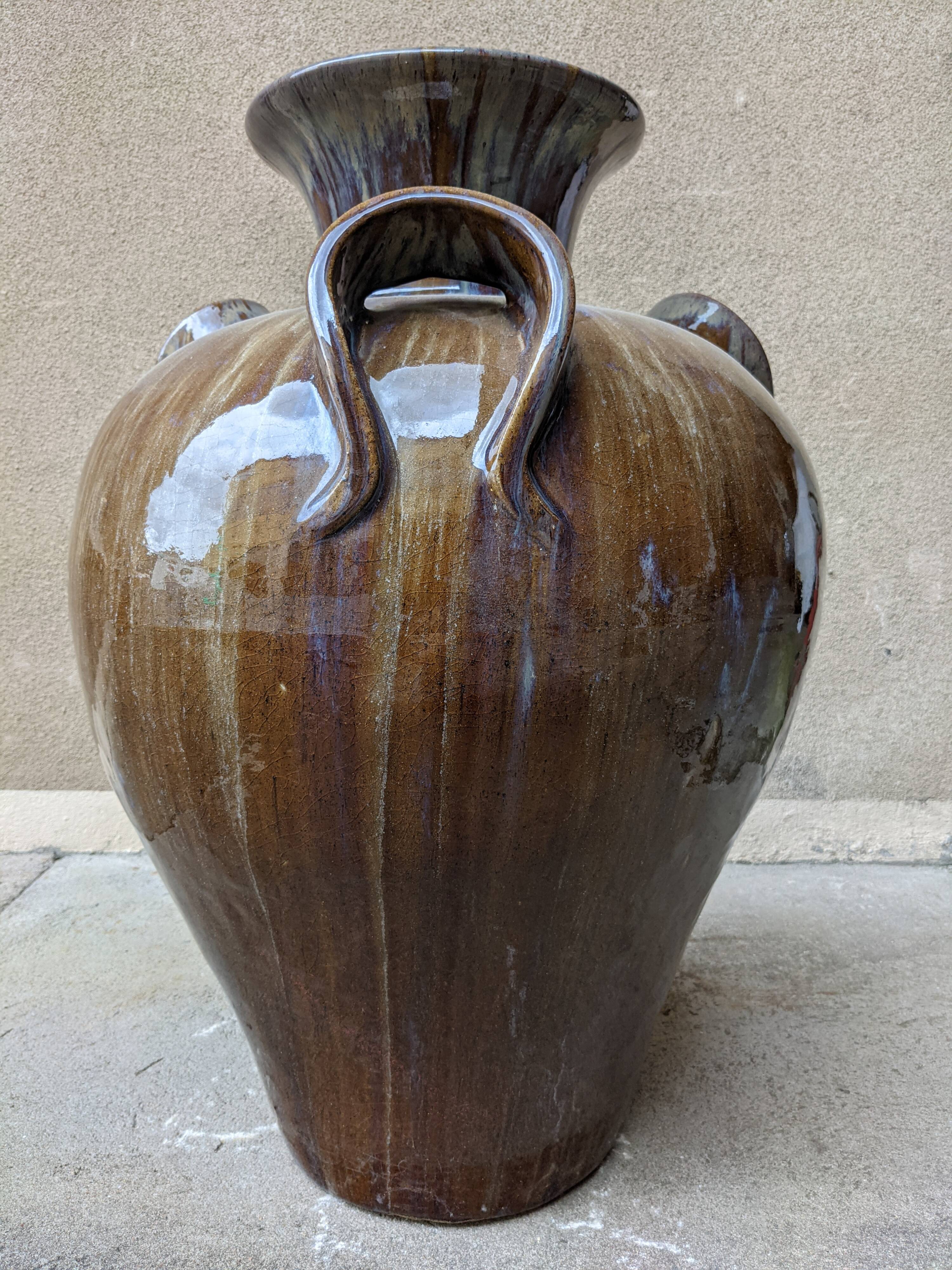 Jarre XXL Art nouveau en grès émaillé, France vers 1900