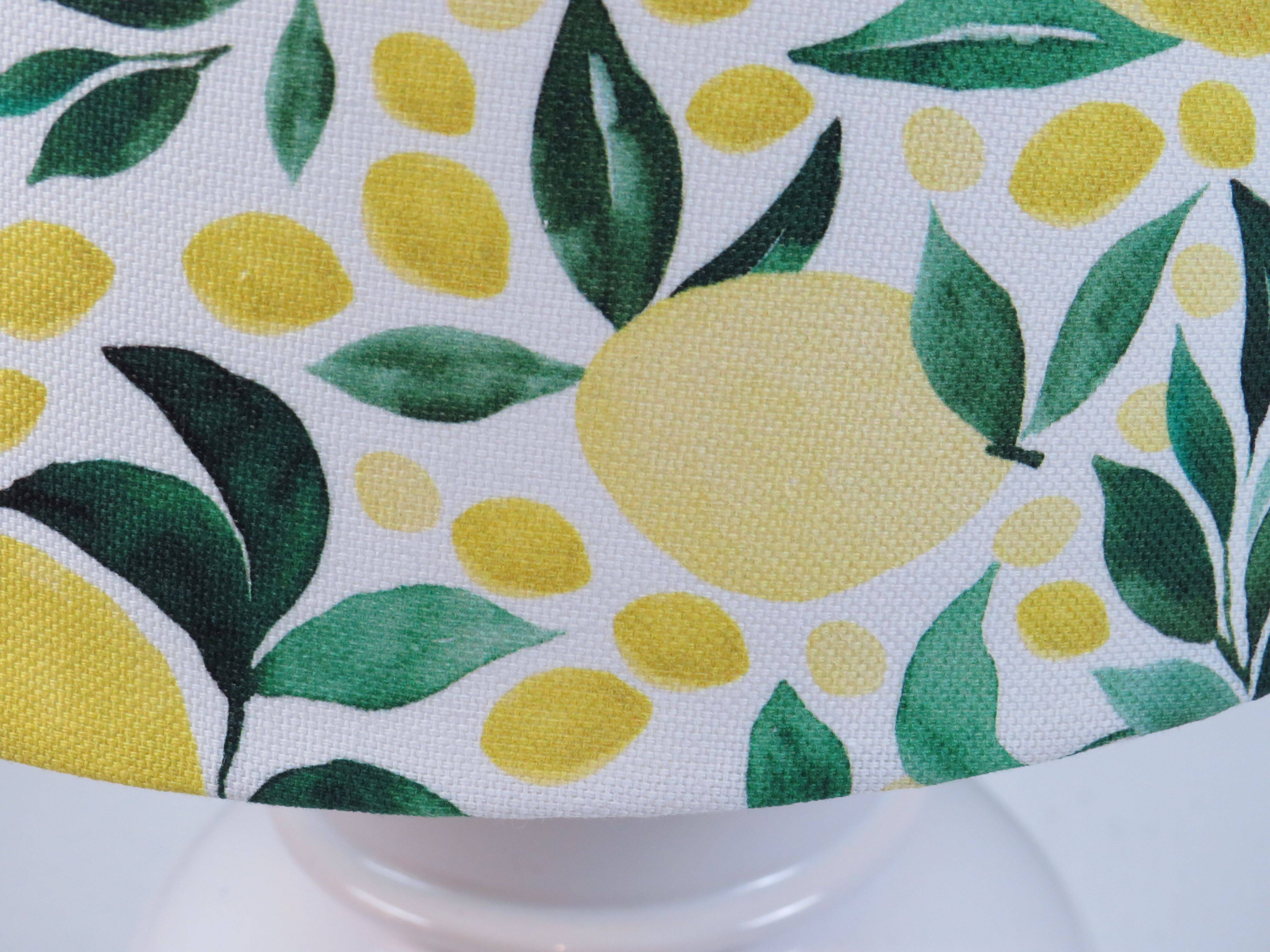 Lampe vintage en céramique blanche avec abat-jour citron, sur mesure