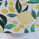 Lampe vintage en céramique blanche avec abat-jour citron, sur mesure