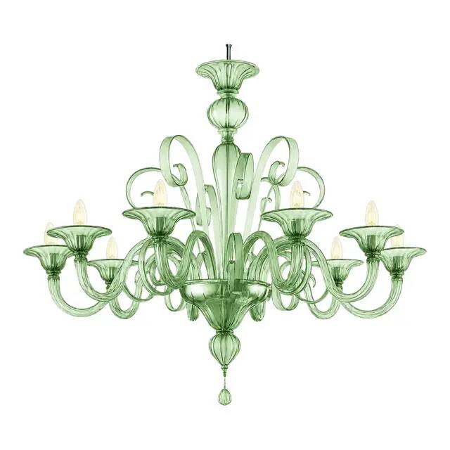 Chandelier en verre de Murano vert vénitien par Simoeng pour Simoeng