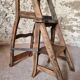 Chaise échelle de bibliothèque en chêne français antique – Tabouret escamotable