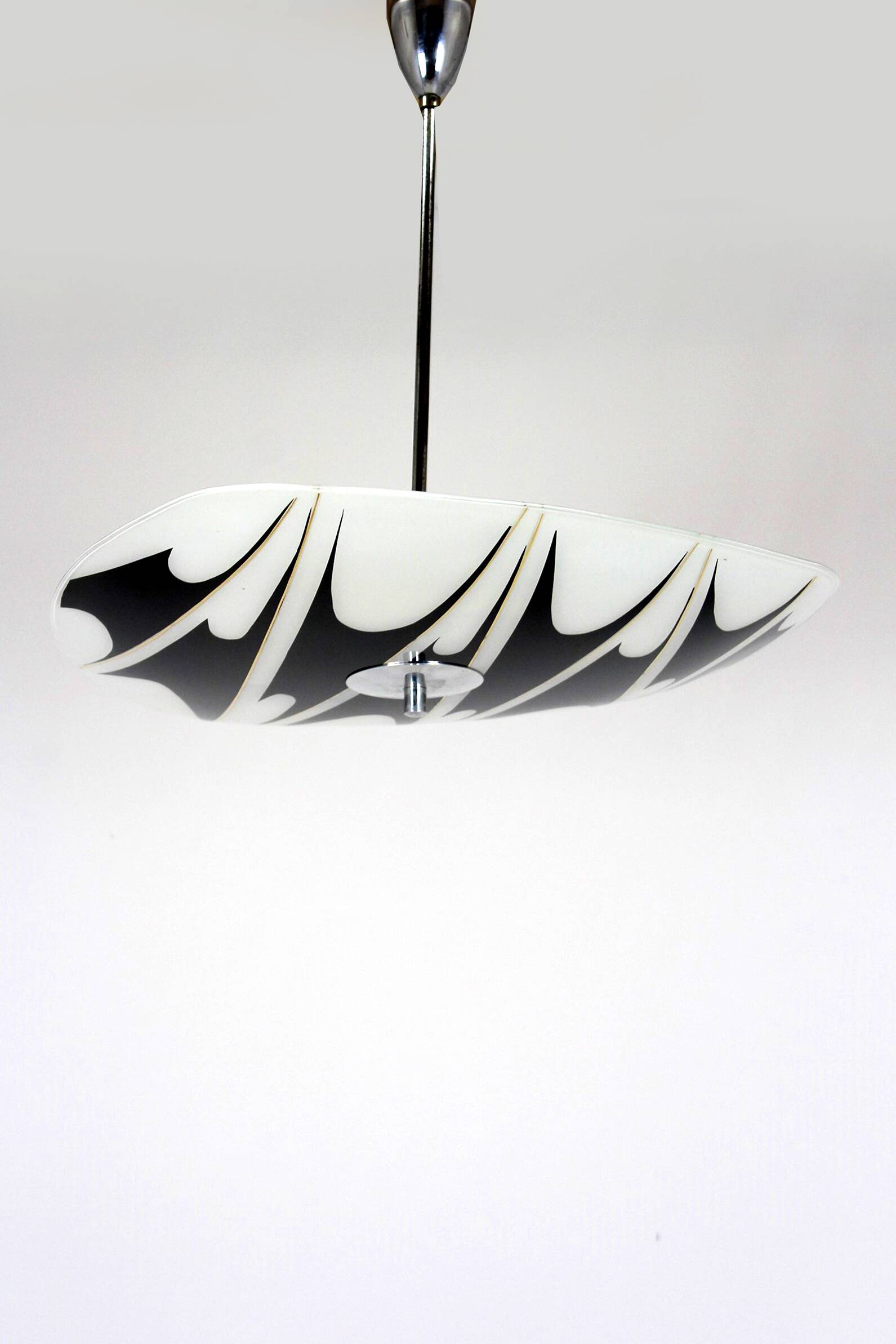 Large Vintage Czechoslovakian Opaline Glass Pendant Lights, 1970s, Set of 2