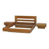 140 cm bed and bedside tables in certified solid elm regain
