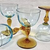 4 old two-tone George Sand wine glasses