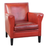 Fauteuil en cuir de mouton rouge